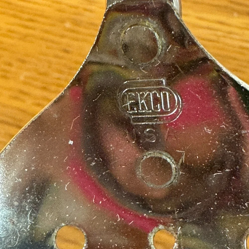 Vintage EKCO USA Chrome Slotted Serving Spoon Tan Speckled Glitter‎ Handle